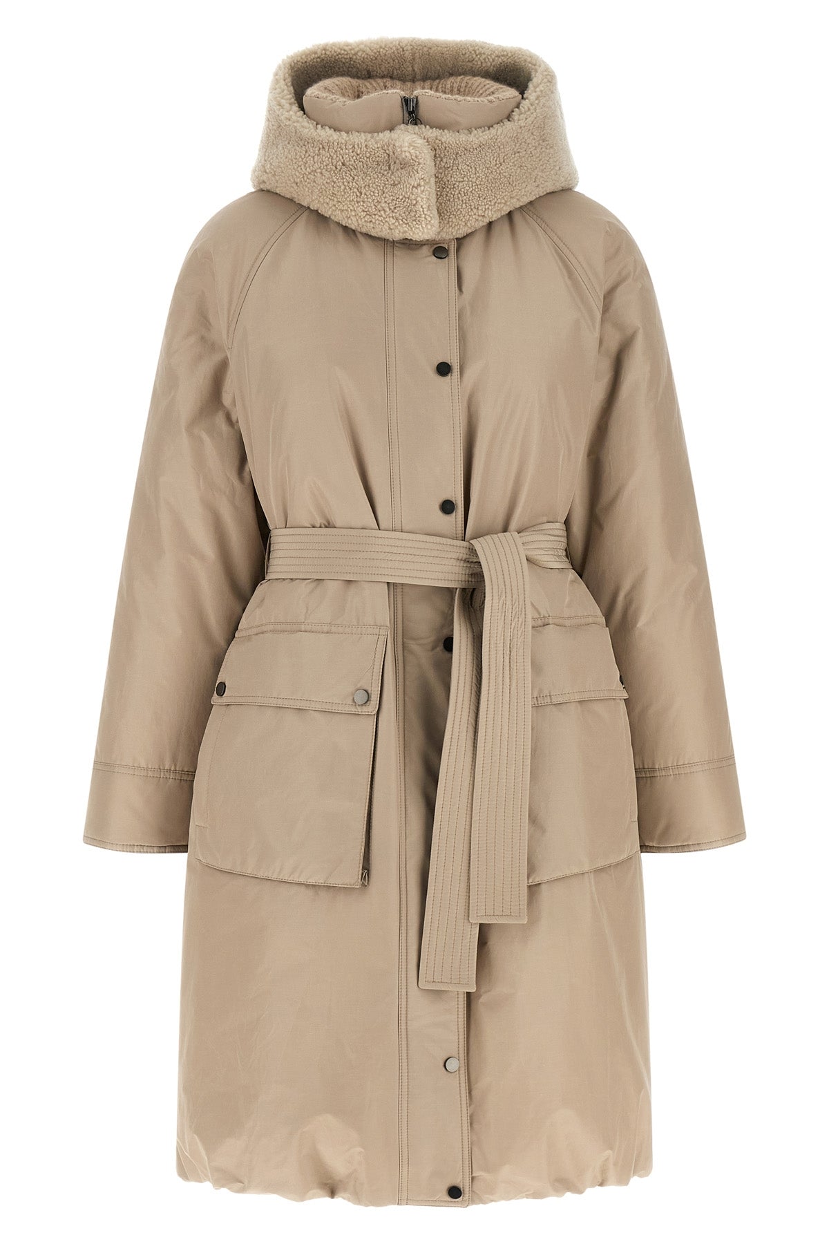 the long brunello cucinelli down jacket redefines the volumes of outerwear throu