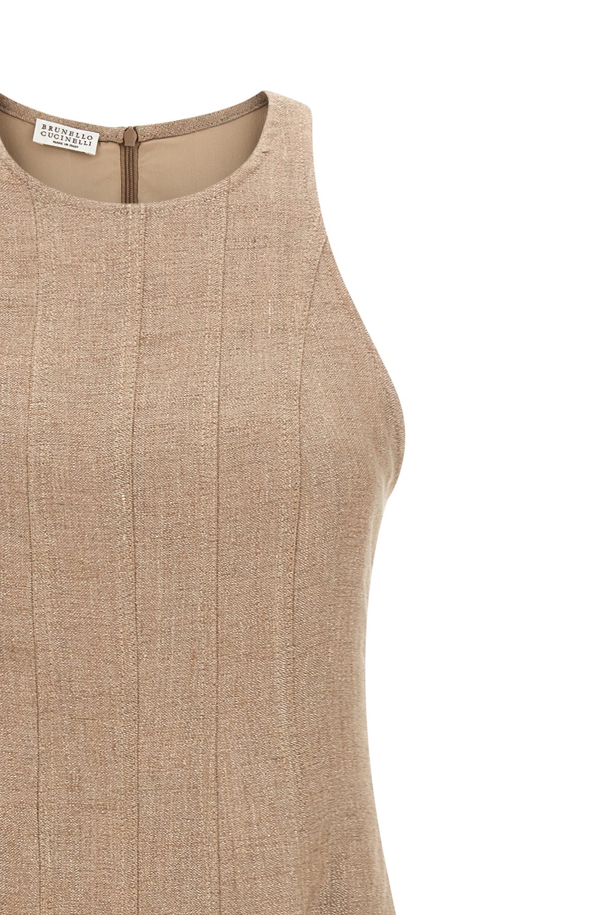 long dress in linen sparkling twill woven