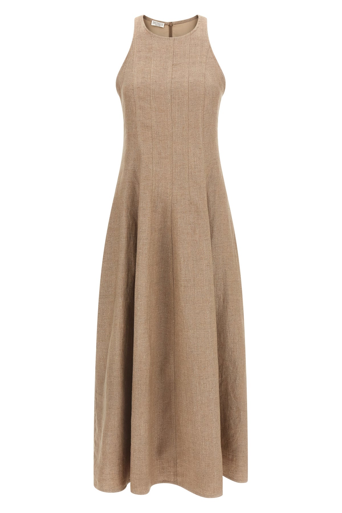 long dress in linen sparkling twill woven