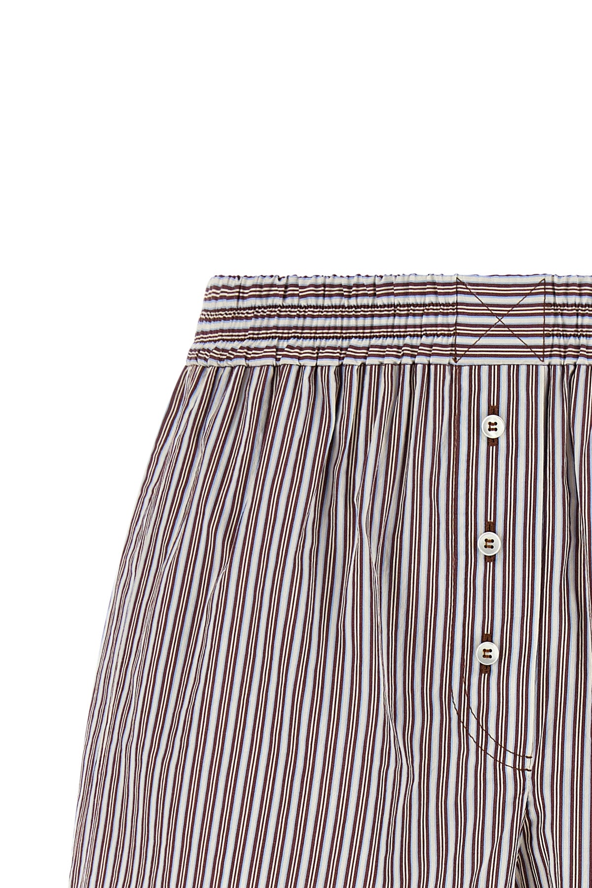 pyjama shorts in cotton poplin and striped silk