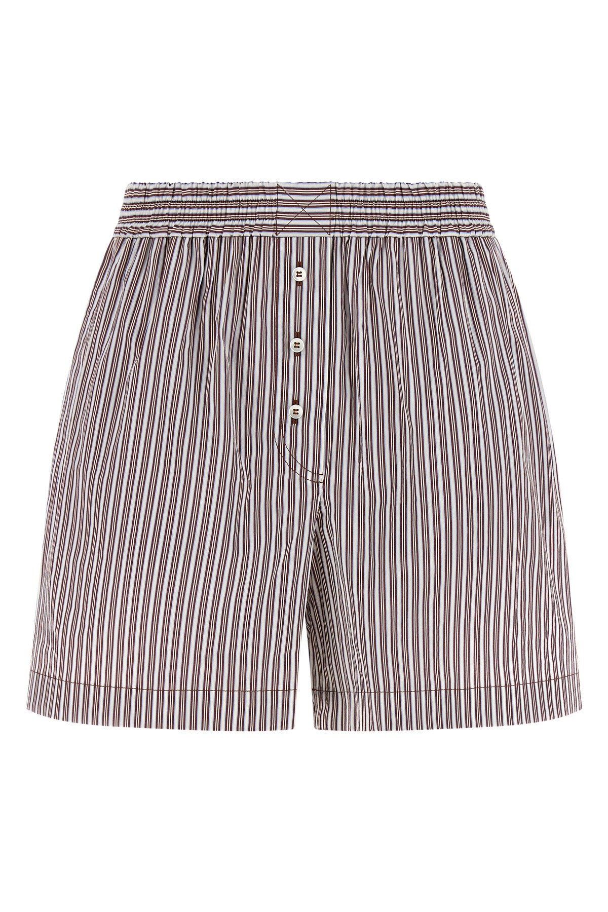 pyjama shorts in cotton poplin and striped silk