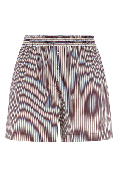 pyjama shorts in cotton poplin and striped silk