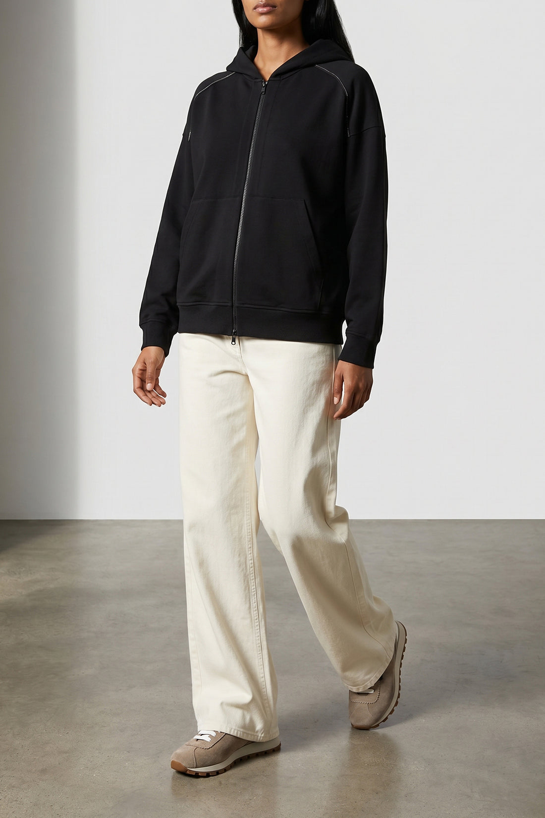 BRUNELLO CUCINELLI L lightweight stretch cotton hoodie