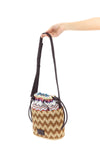 zigzag pattern braided raffia bucket