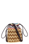 zigzag pattern braided raffia bucket