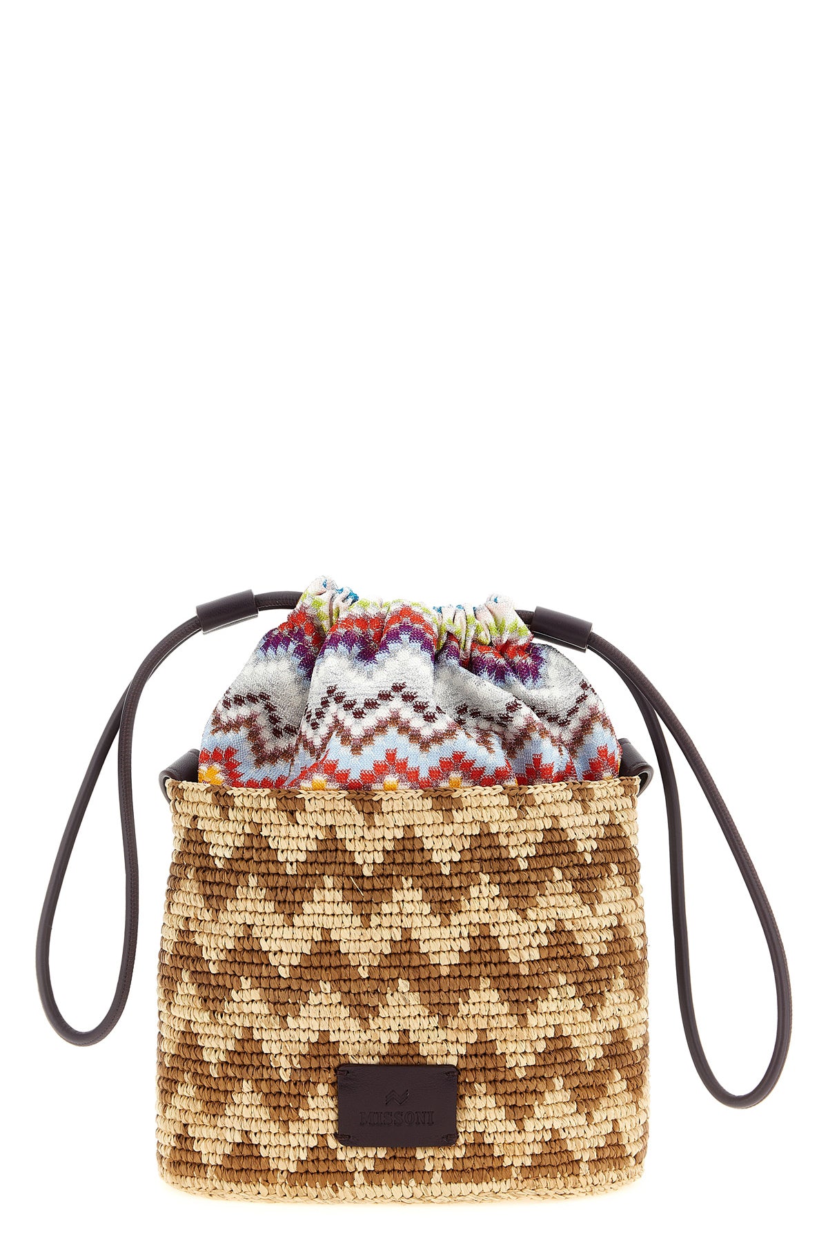 zigzag pattern braided raffia bucket