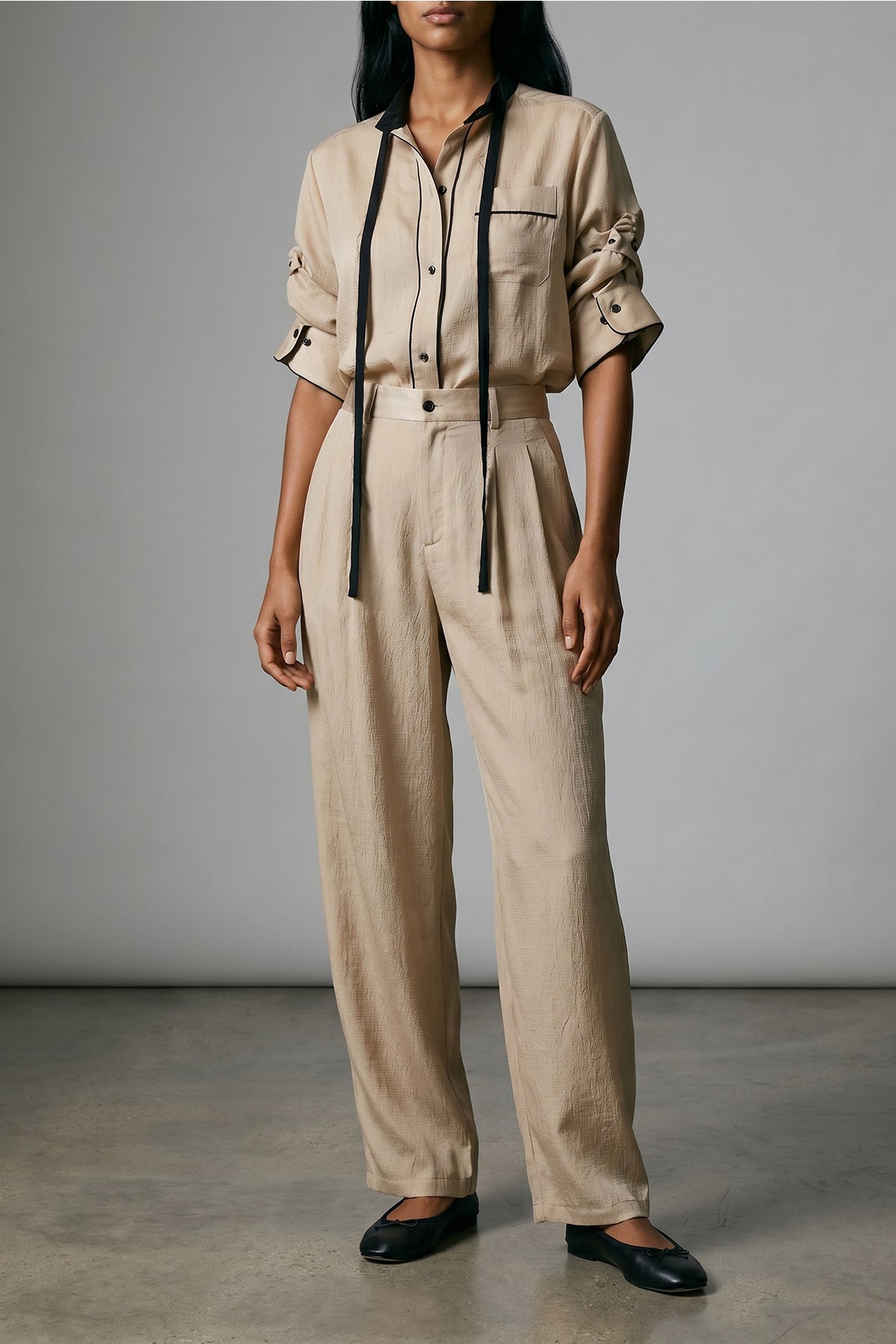 berta shirt in crinkled satin-effect fabric