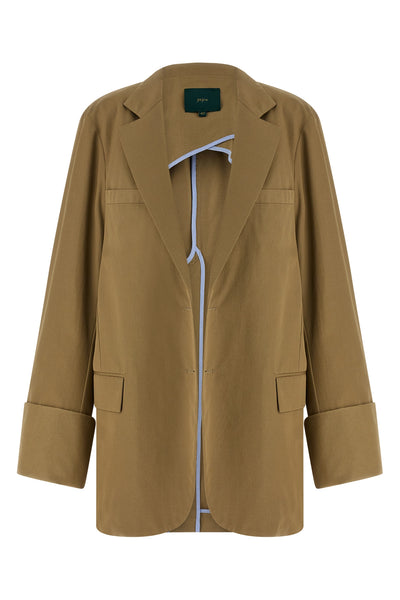 birkin single-breasted deconstructed cotton blazer