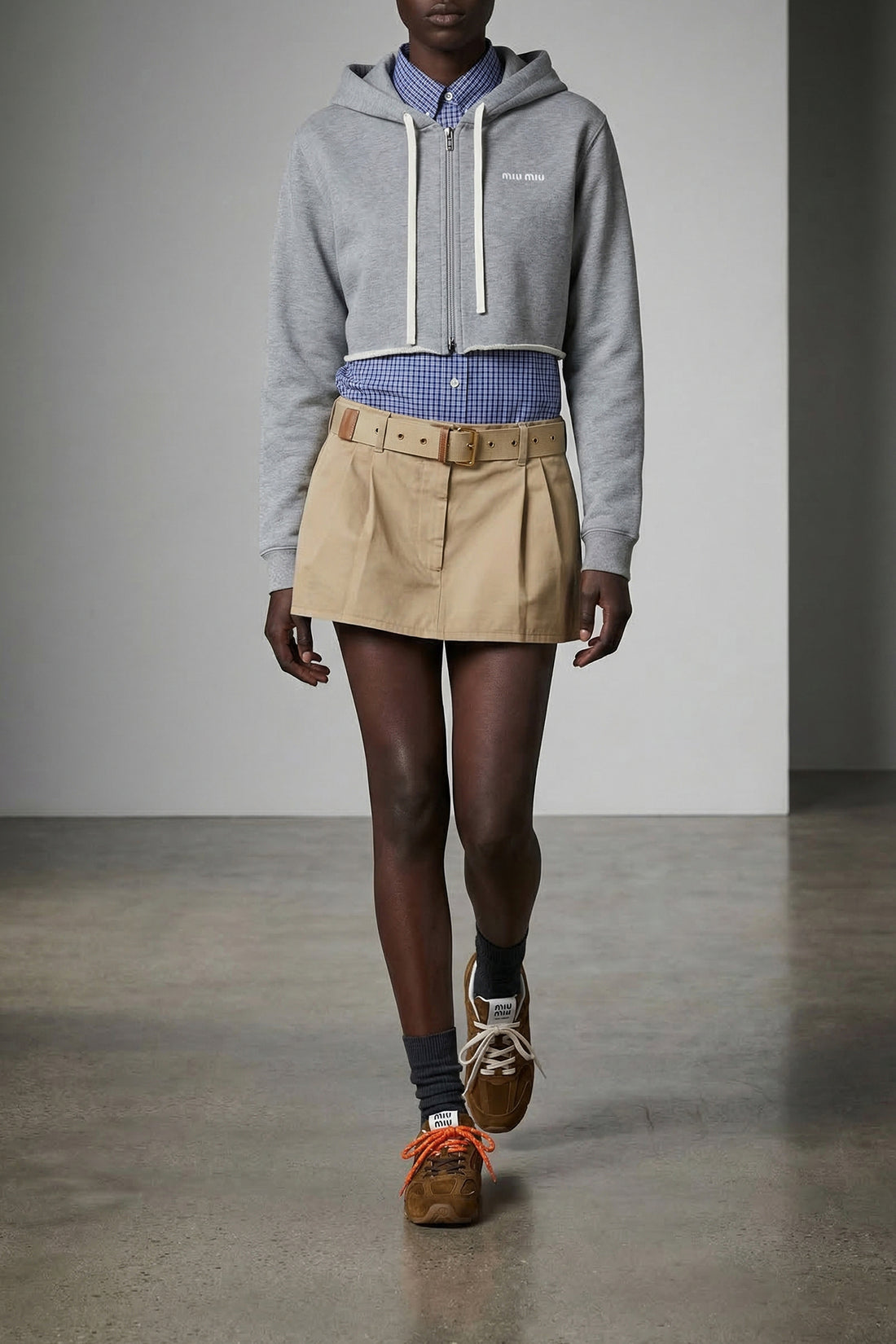 MIU MIU M gauze mélange cotton hoodie