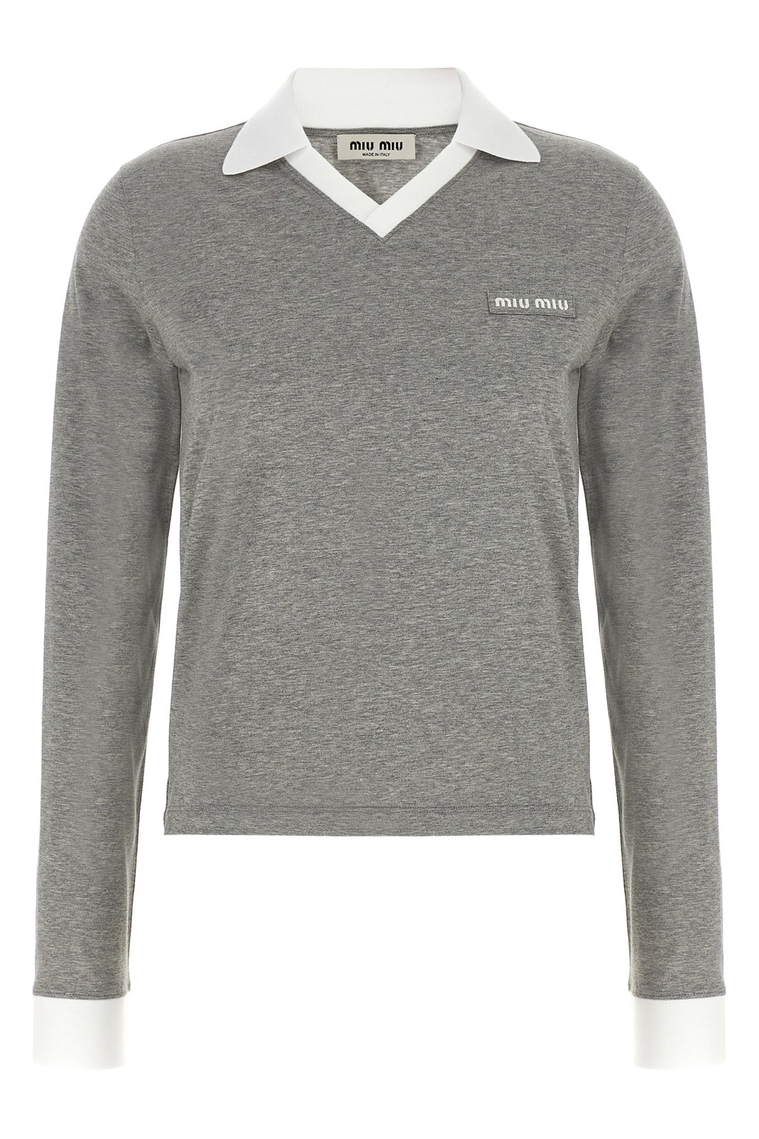 MIU MIU M mélange cotton jersey polo shirt