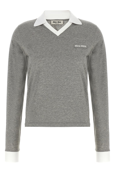 mélange cotton jersey polo shirt