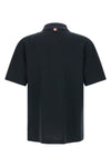 honeycomb cotton and linen blend polo shirt
