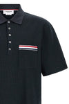 honeycomb cotton and linen blend polo shirt