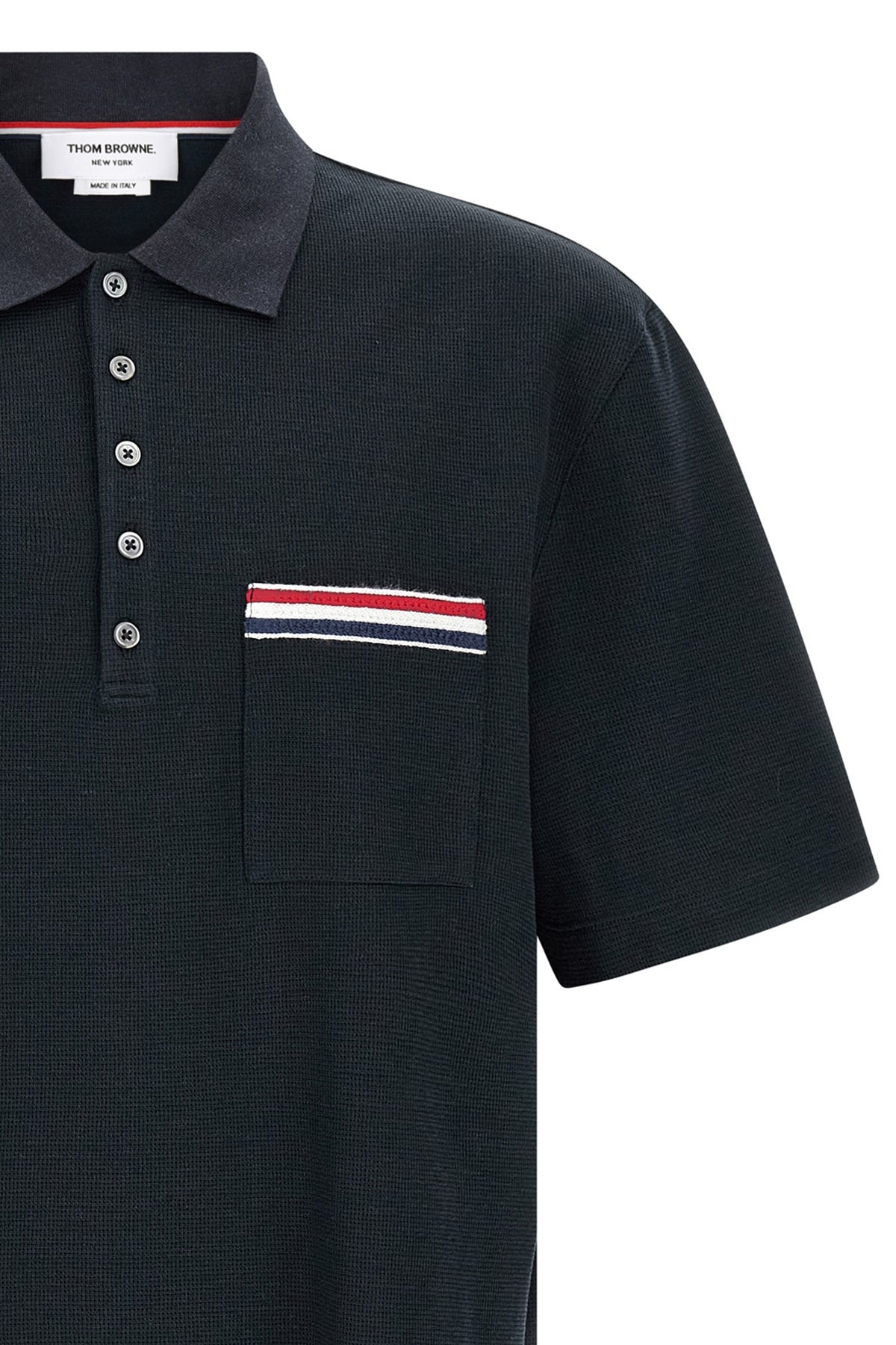 honeycomb cotton and linen blend polo shirt