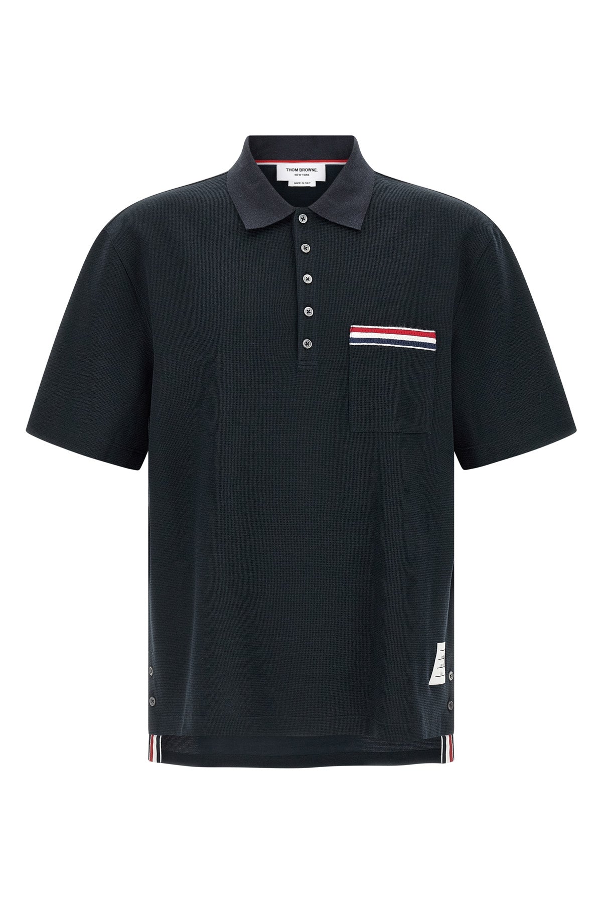 honeycomb cotton and linen blend polo shirt