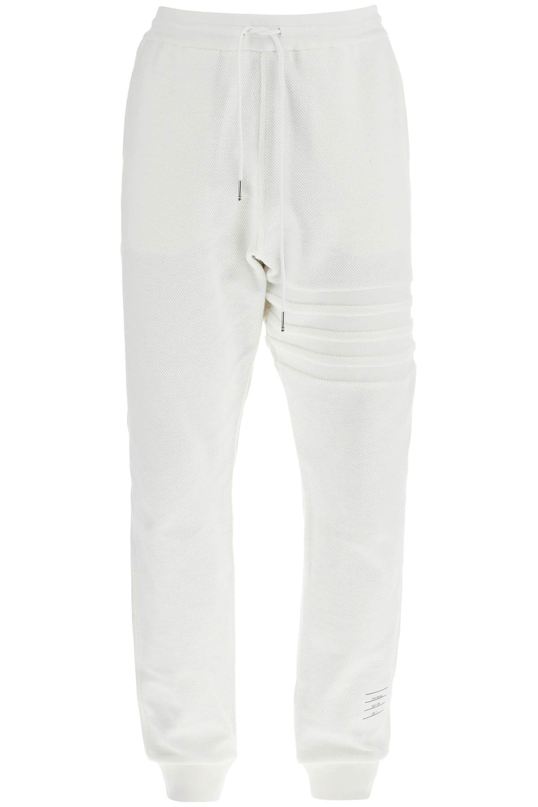 white cotton sweatpants with 4 stripes