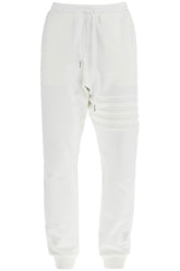 white cotton sweatpants with 4 stripes