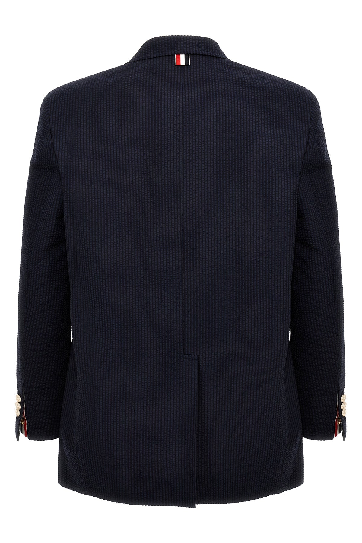 single-breasted wool seersucker blazer