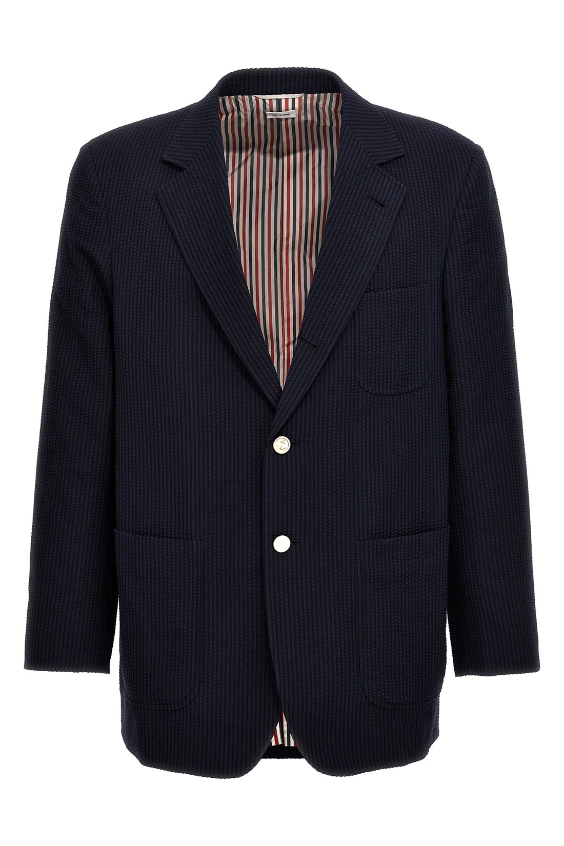 THOM BROWNE 0 single-breasted wool seersucker blazer