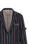mogador striped patterned silk and cotton blend blazer jacket