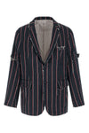 mogador striped patterned silk and cotton blend blazer jacket
