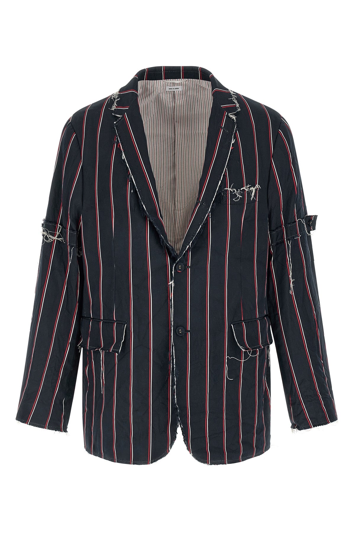 mogador striped patterned silk and cotton blend blazer jacket