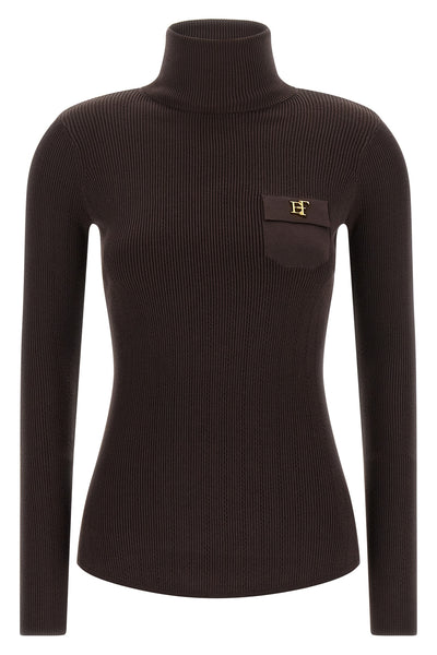 the elisabetta franchi high neck sweater defines an essential model through a ri