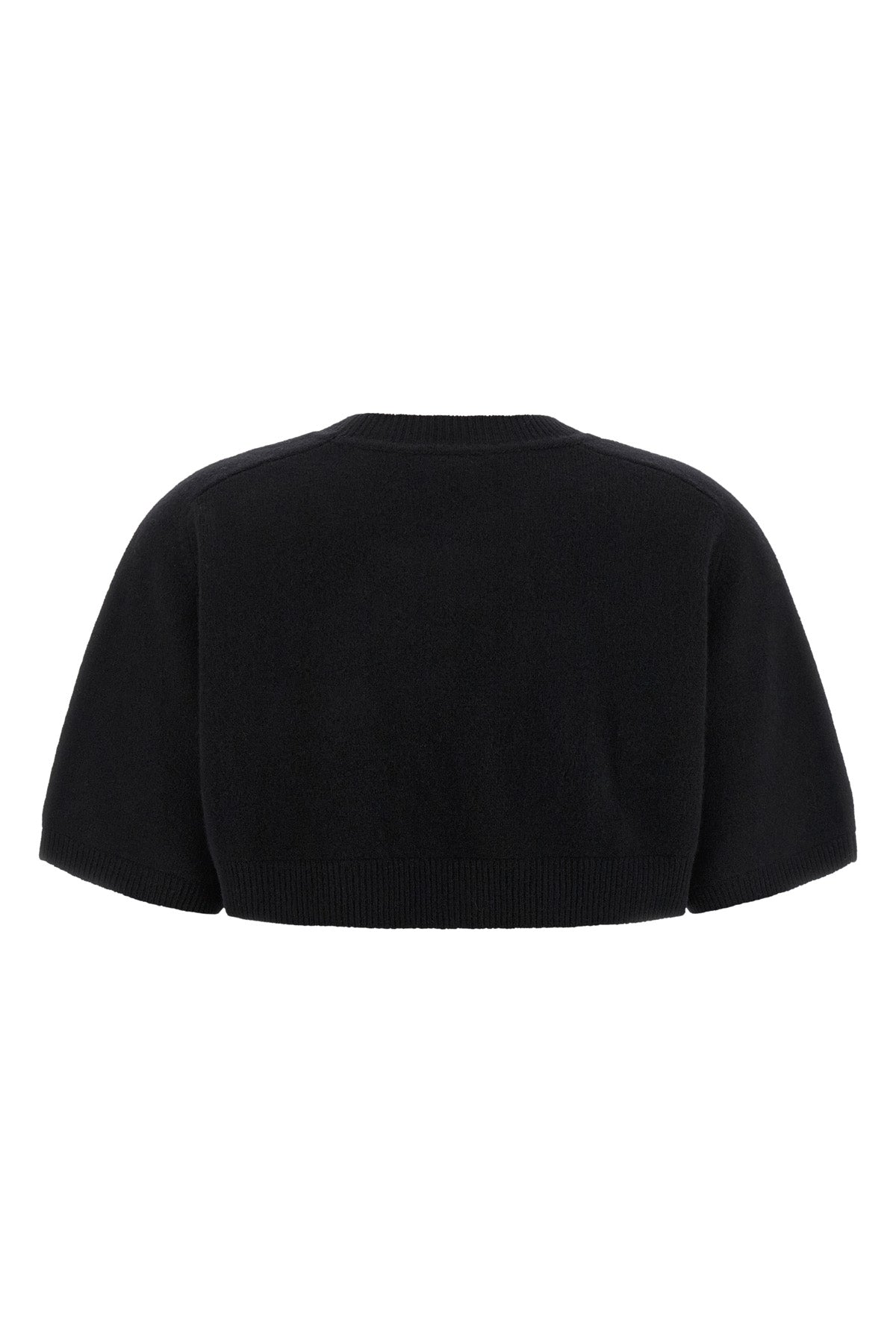 the elisabetta franchi top stands out for a cropped silhouette