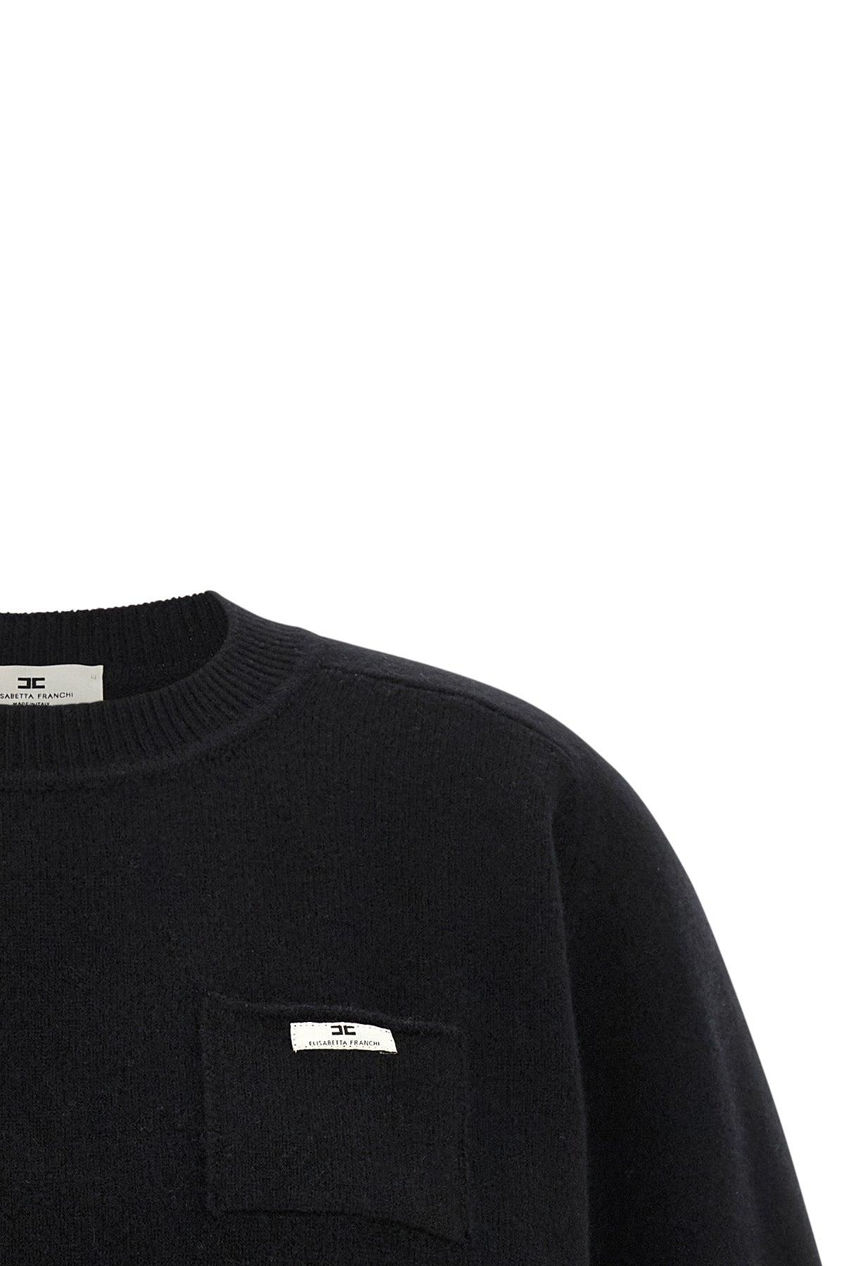 the elisabetta franchi top stands out for a cropped silhouette