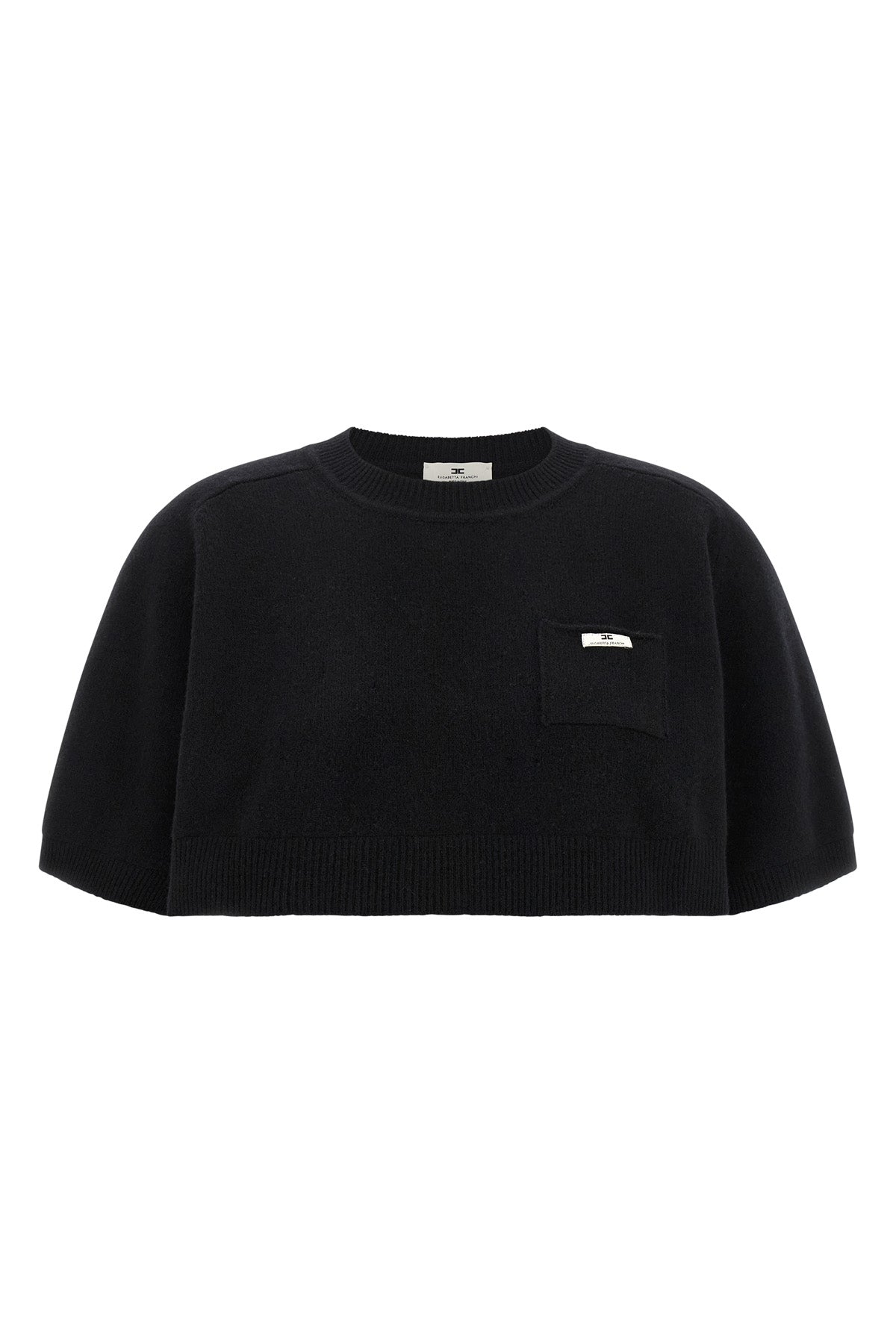 the elisabetta franchi top stands out for a cropped silhouette