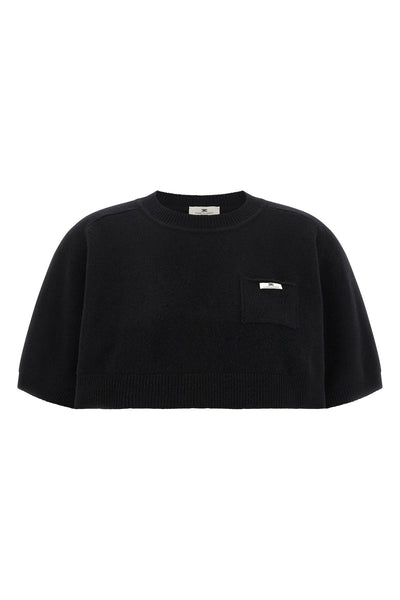 the elisabetta franchi top stands out for a cropped silhouette