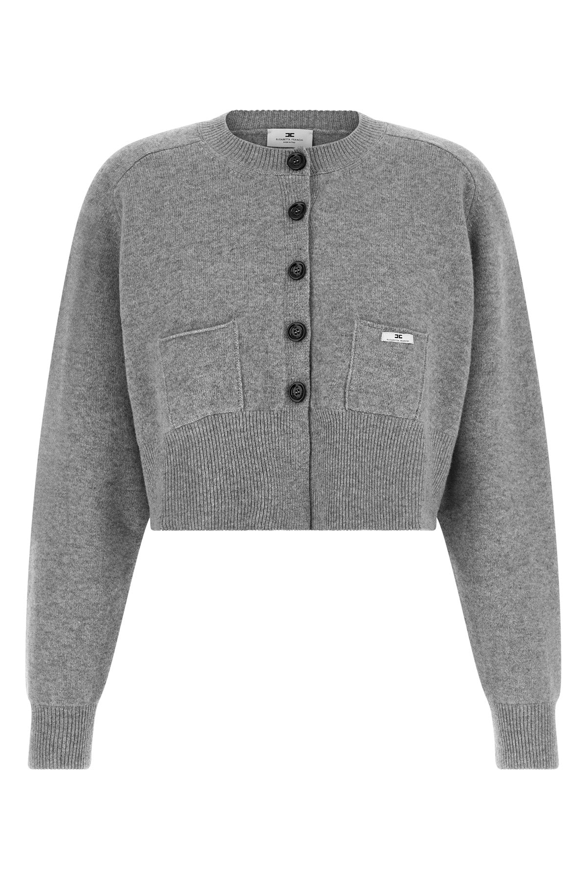 the elisabetta franchi cropped cardigan in wool and cashmere blend stands out fo