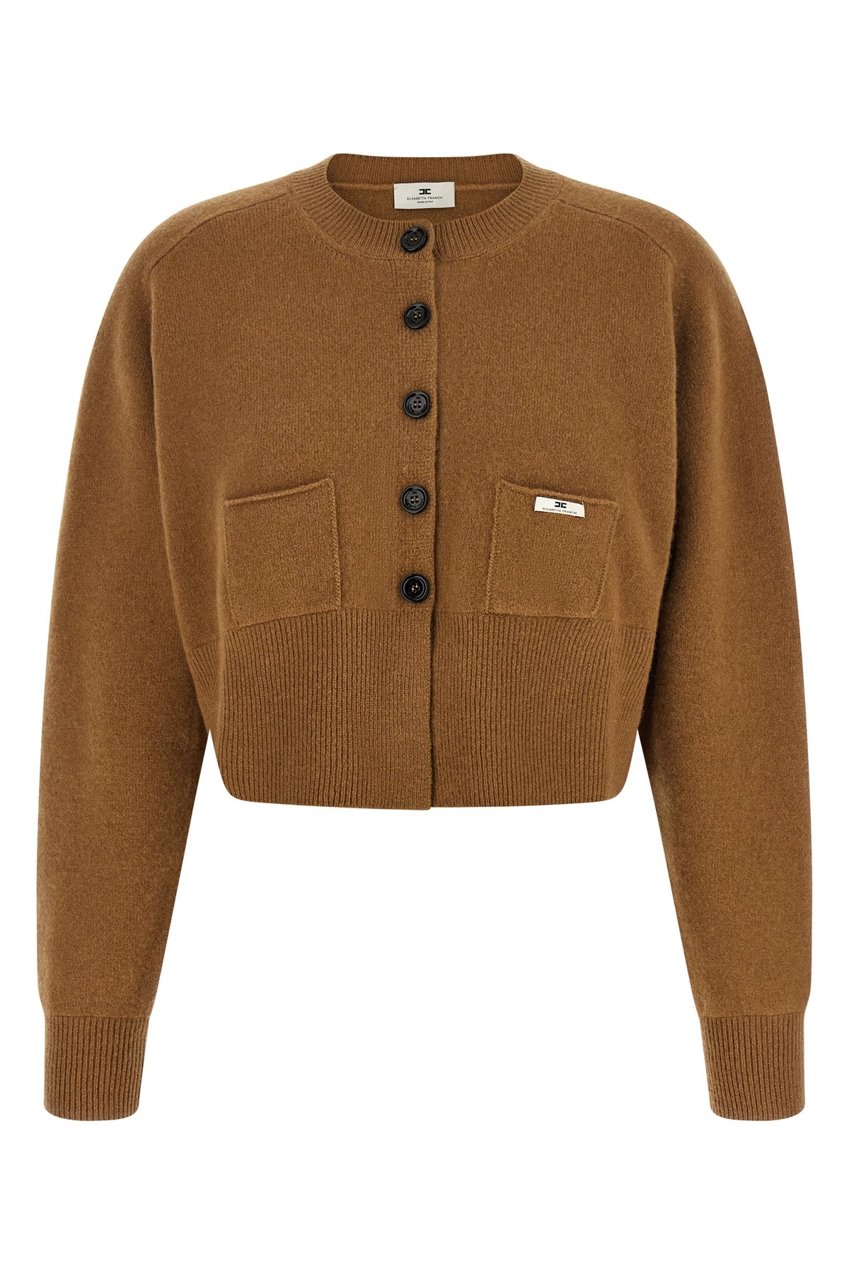 the elisabetta franchi tricot sweater cardigan redefines the proportions of ever