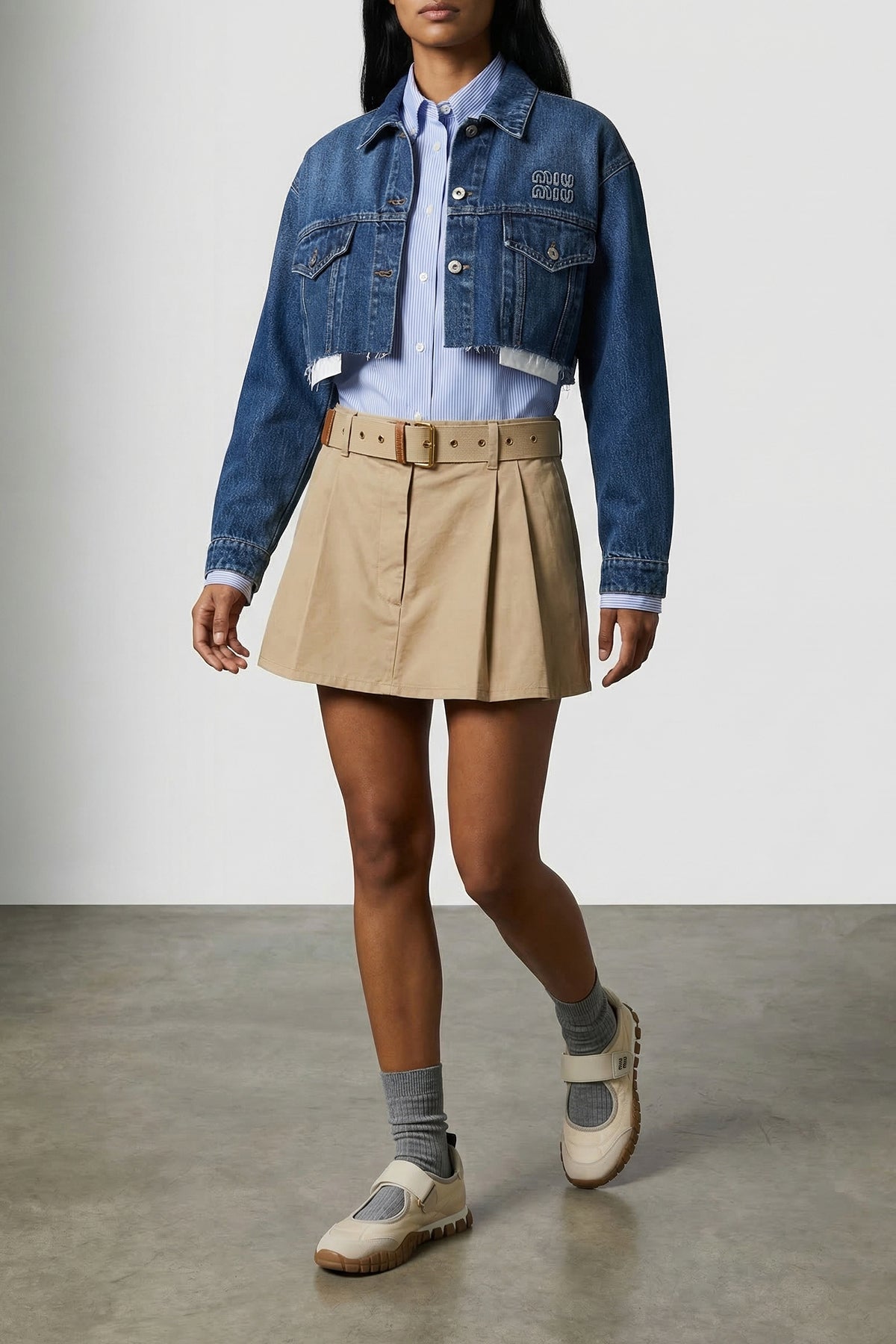 striped cotton poplin cropped shirt