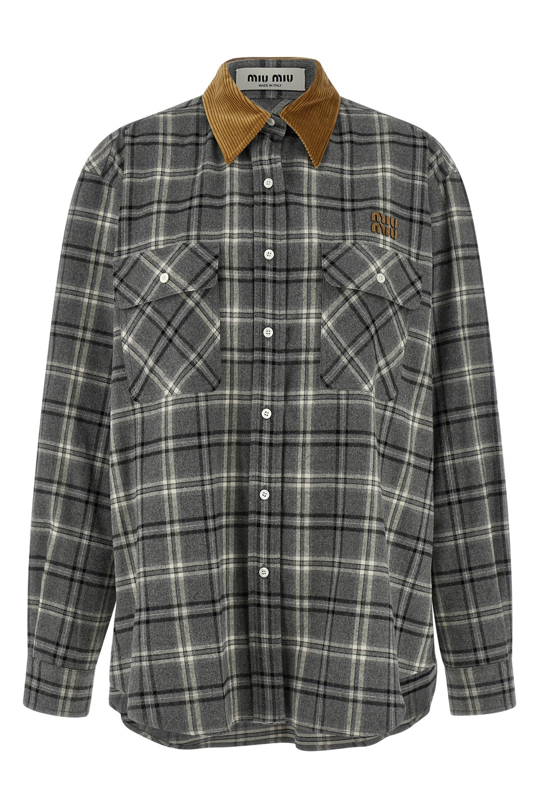 MIU MIU 46 check print flannel shirt