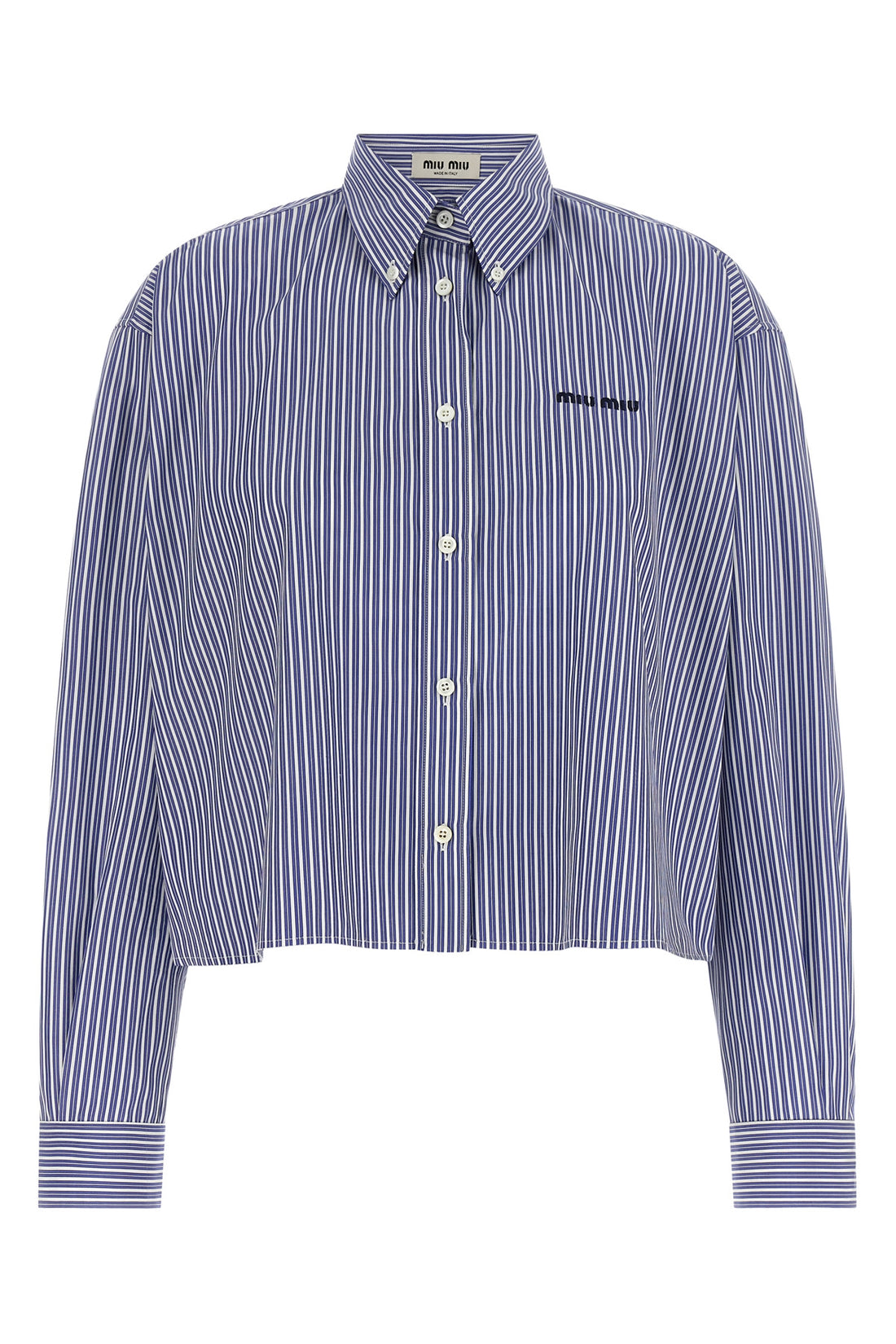 MIU MIU 40 striped cotton poplin cropped shirt