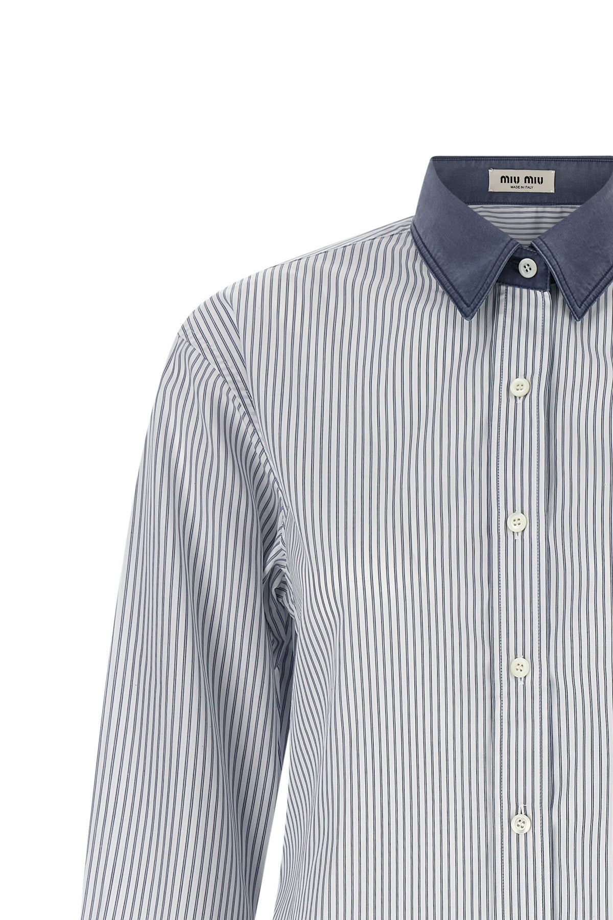the miu miu pure cotton shirt redefines the codes of classic tailoring through a