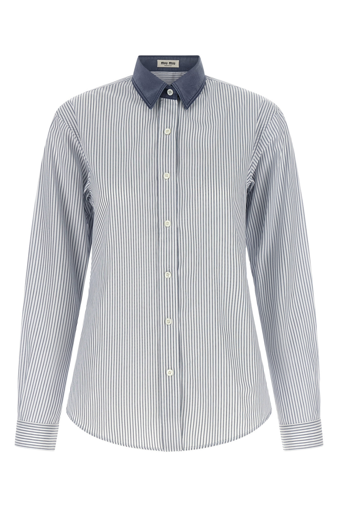 MIU MIU 38 the miu miu pure cotton shirt redefines the codes of classic tailoring through a