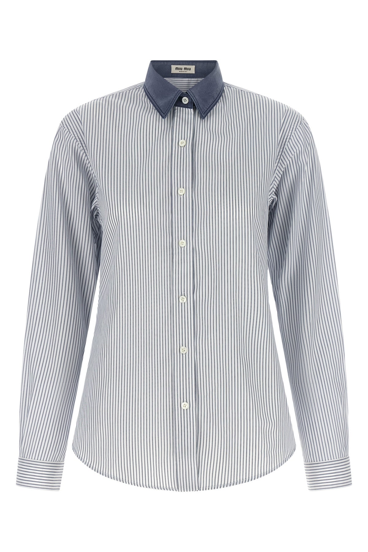 the miu miu pure cotton shirt redefines the codes of classic tailoring through a