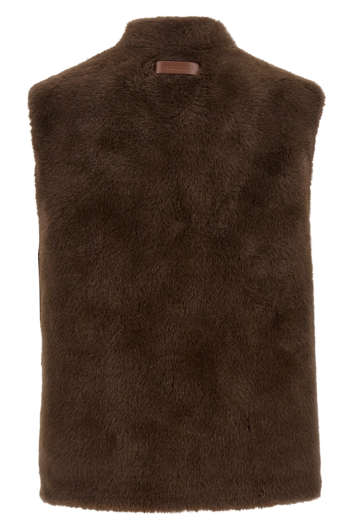 the lou andrea faux fur vest redefines winter layering through a sophisticated m