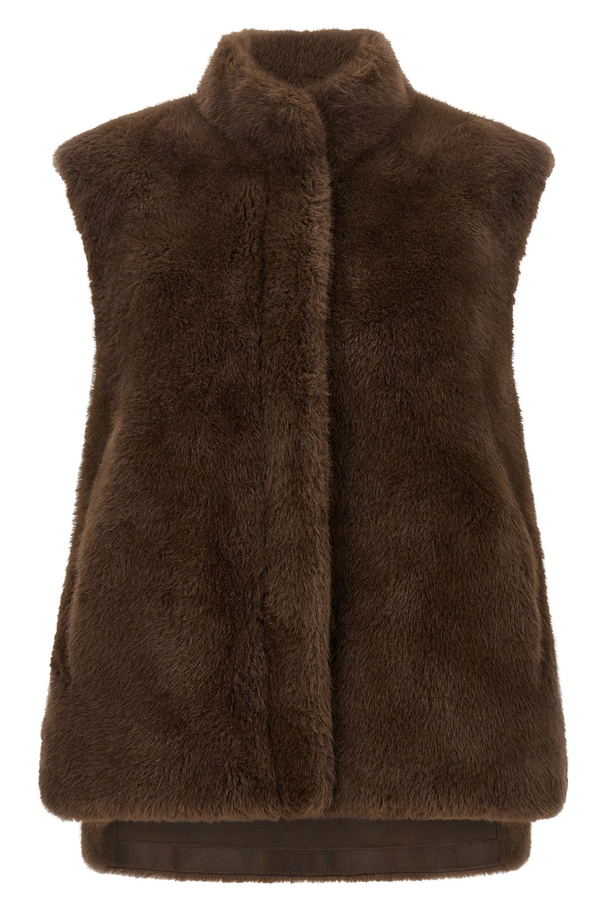 the lou andrea faux fur vest redefines winter layering through a sophisticated m