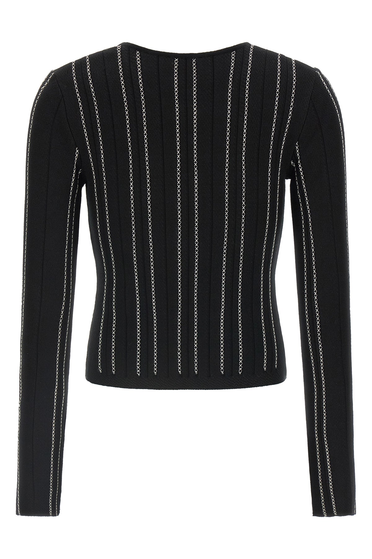 the elisabetta franchi cardigan stands out for a sartorial construction defined