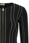 the elisabetta franchi cardigan stands out for a sartorial construction defined
