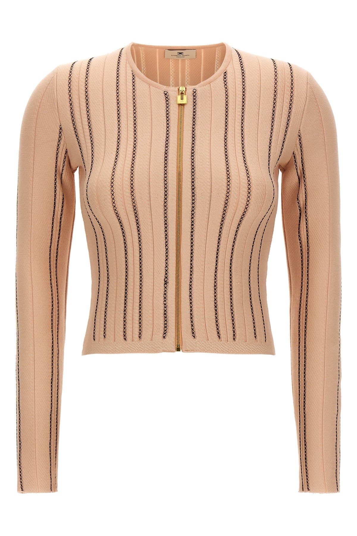 the elisabetta franchi cardigan redefines everyday elegance through a tight silh