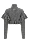 the elisabetta franchi cropped sweater redefines knitwear through a sculptural c