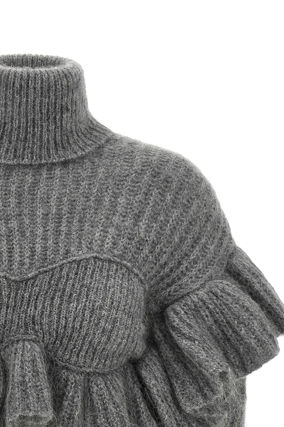 the elisabetta franchi cropped sweater redefines knitwear through a sculptural c