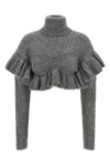 the elisabetta franchi cropped sweater redefines knitwear through a sculptural c