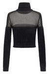 fur-effect knitted turtleneck sweater
