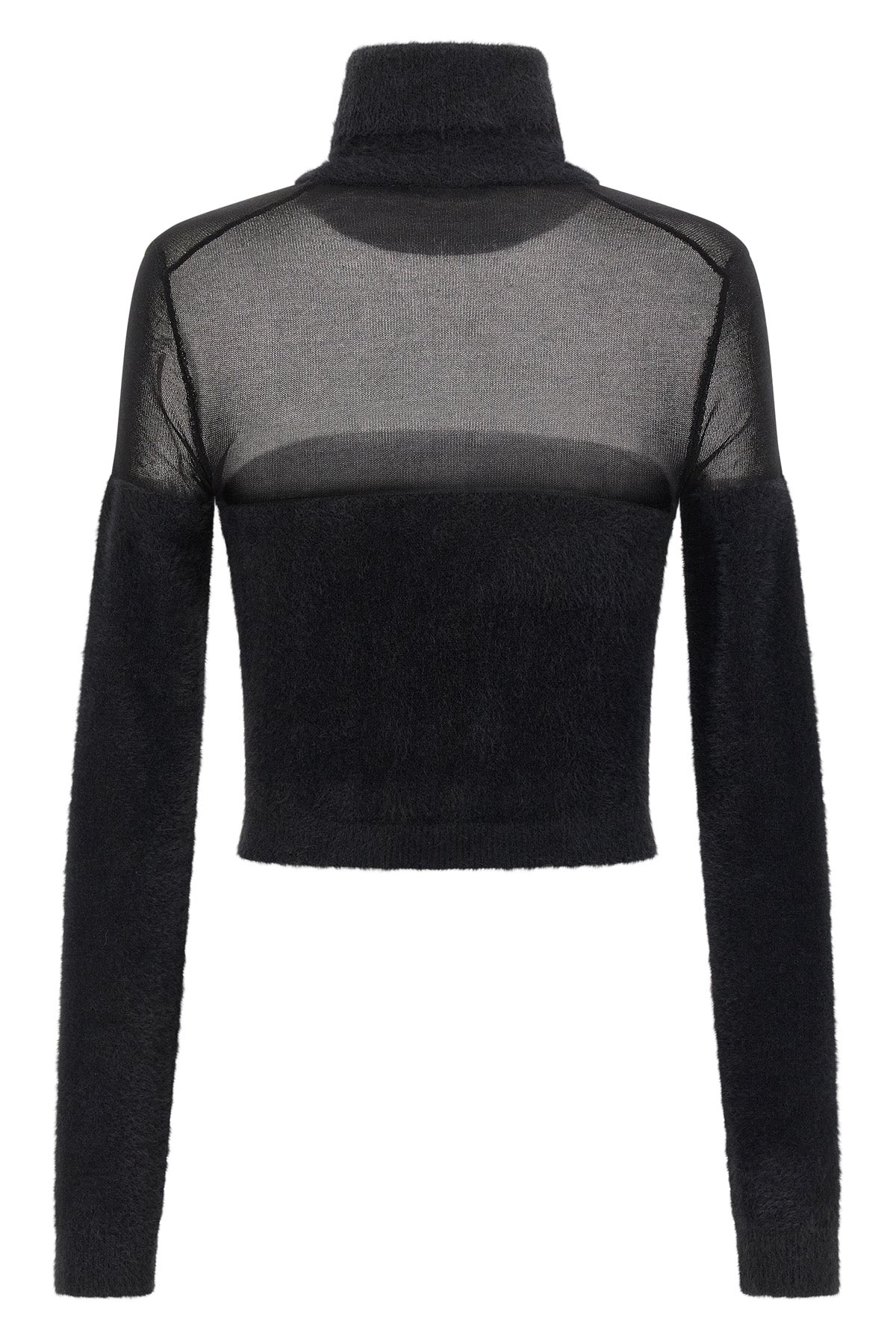 fur-effect knitted turtleneck sweater