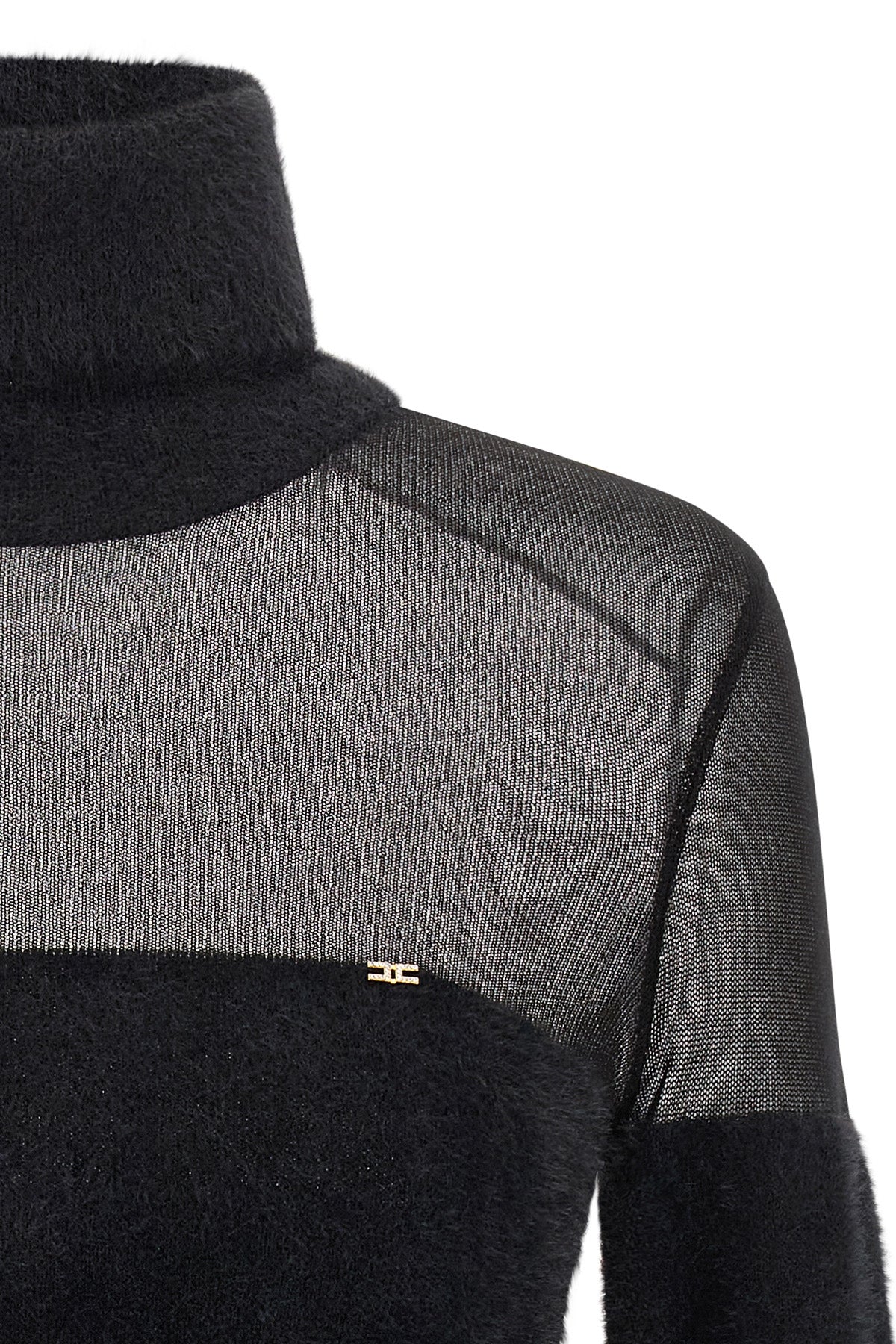 fur-effect knitted turtleneck sweater